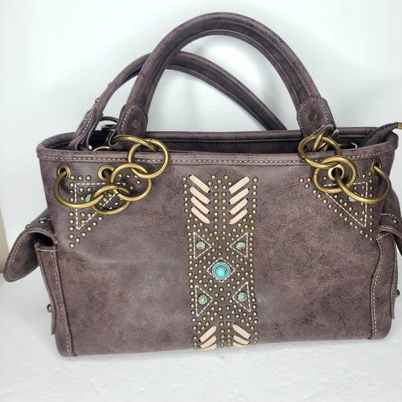 Montana West Handbags - Montana West Azted Concealed Carry Satchel And Wallet‎ Set Coffee